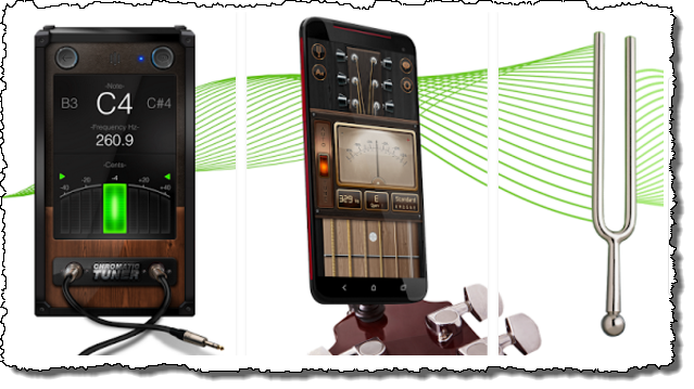 Et utvalg av Android-applikasjoner for gitarstemming